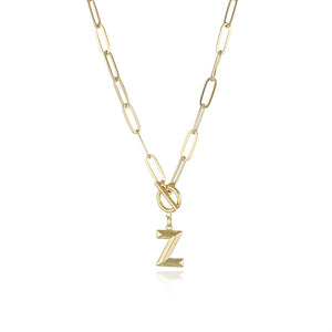 Gold Initial Letter Pendant Necklace