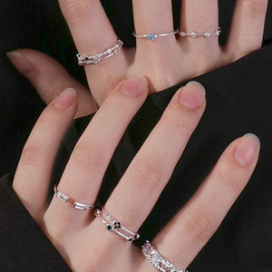 Minimalist Crystal Flower Stacking Open Ring