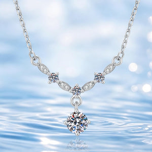 Sparkling Moissanite Y-Shaped Drop Necklace