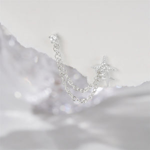 Dual Chain Starburst Lobe Chain Stud Earrings