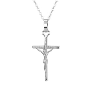 Textured Faith Crucifix Cross Charm Necklace