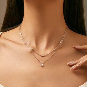 Double Layer Moissanite CZ Pendant Necklace