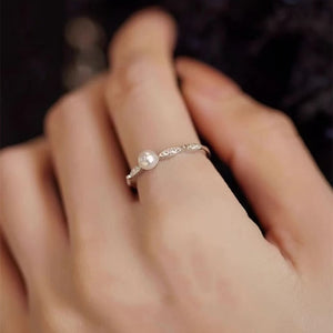 Minimalist Delicate Pearl Open Stacking Ring