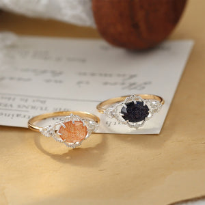 Dainty Oval Gemstone Filigree Lace Band Ring