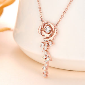 Moissanite Rose Flower Pendant Necklace