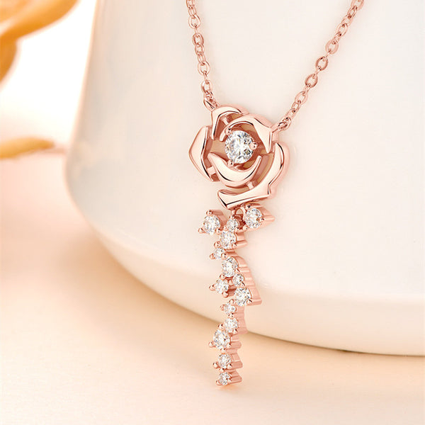 Moissanite Rose Flower Wedding Necklace