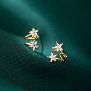 Flower Star Illusion Double Row Stud Earrings