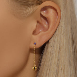 Halloween Heart CZ Spider Drop Stud Earrings