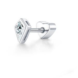 Geometric Kite Moissanite Heart Stud Earring