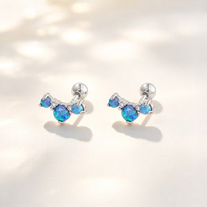 Opal Cluster Curved Ear Climber Stud Earrings