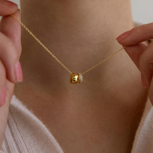 Dual Barrel Crystal Cylinder Pendant Necklace