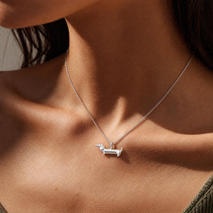 Dainty Matte Dachshund Dog Charm Necklace