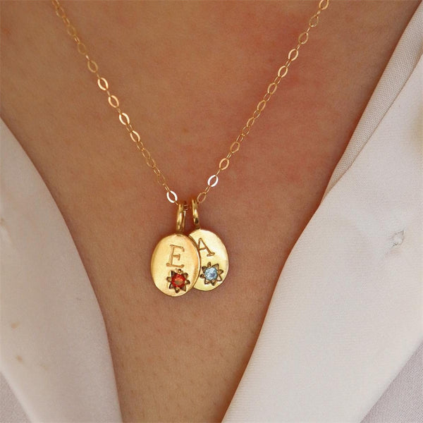 Gold Initial Letter Charm Necklace