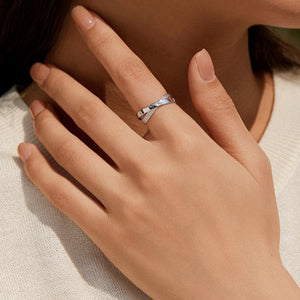 Dual Intertwined Carve Star Beaded Band Ring