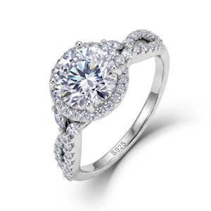 Dainty Round Moissanite Halo Twist Band Ring