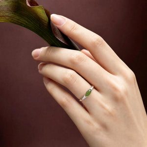 Marquise Green Jade Solitaire Stackable Ring
