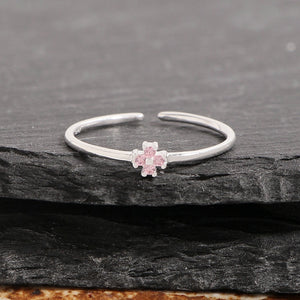 Minimalist Crystal Flower Stacking Open Ring