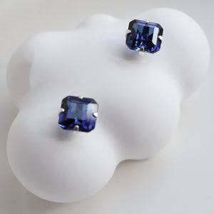 Blue Square Sapphire Cartilage Stud Earrings