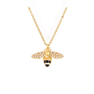 Honeybee Pave CZ Insect Pendant Necklace