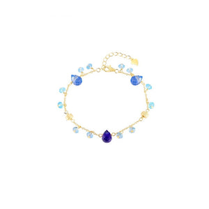 Gradient Blue Crystal Teardrop Chain Bracelet