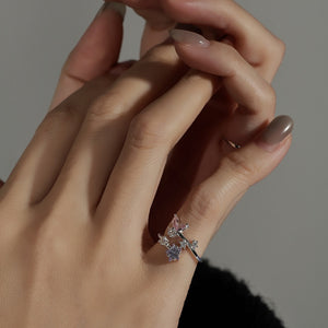 Sparkling Butterfly Star Stacking Bypass Ring