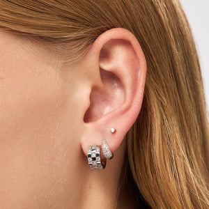 Checkerboard Moissanite Huggie Hoop Earrings