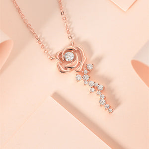 Moissanite Rose Flower Pendant Necklace