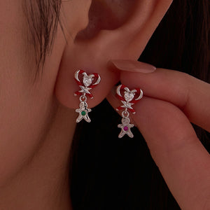 Candy Cane Heart Gingerbread Stud Earrings