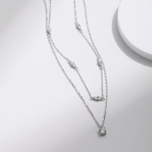 Double Layer Moissanite CZ Pendant Necklace