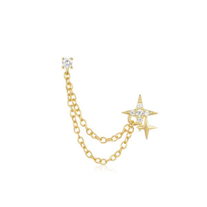 Dual Chain Starburst Lobe Chain Stud Earrings