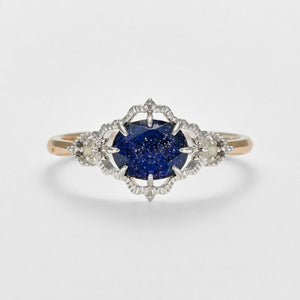 Dainty Oval Gemstone Filigree Lace Band Ring