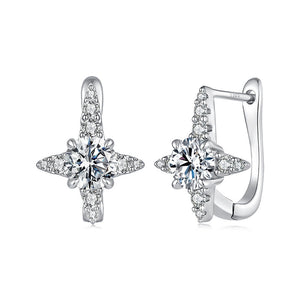 Moissanite North Star Huggie Hoop Earrings