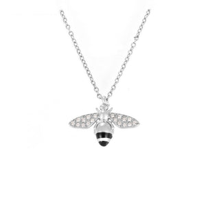 Honeybee Pave CZ Insect Pendant Necklace