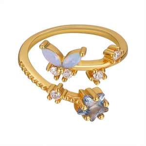 Sparkling Butterfly Star Stacking Bypass Ring