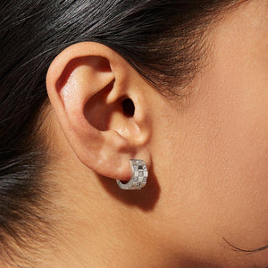 Checkerboard Moissanite Huggie Hoop Earrings
