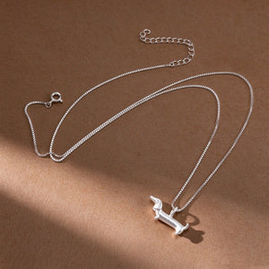 Dainty Matte Dachshund Dog Charm Necklace
