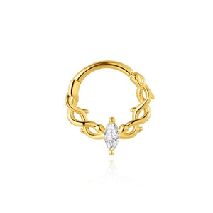 Marquise CZ Twist Vine Huggie Hoop Earrings