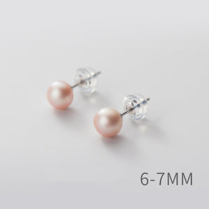 Pink Freshwater Pearl Wedding Stud Earrings