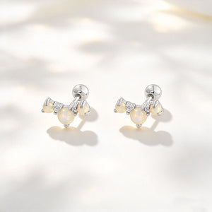 Opal Cluster Curved Ear Climber Stud Earrings