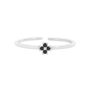 Minimalist Crystal Flower Stacking Open Ring