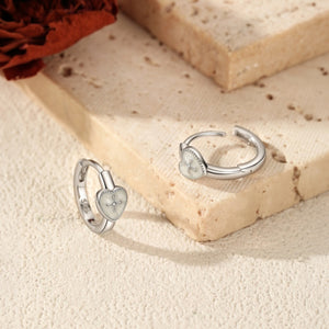 Heart White Enamel Star Huggie Hoop Earrings