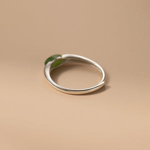 Marquise Green Jade Solitaire Stackable Ring