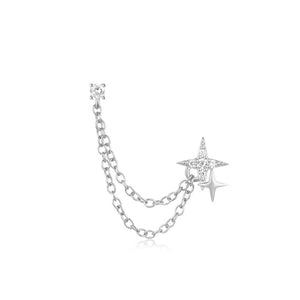 Dual Chain Starburst Lobe Chain Stud Earrings