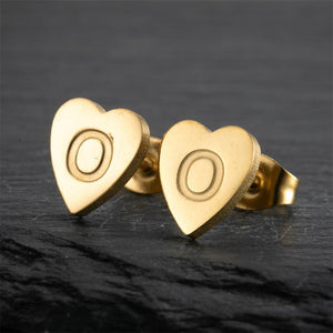 Custom Initial Letter Heart Stud Earrings
