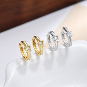 Dainty Five-pointed Star CZ Small Hoop Earrings