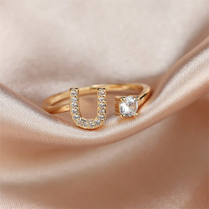 Initial Letter Adjustable Stacking Ring