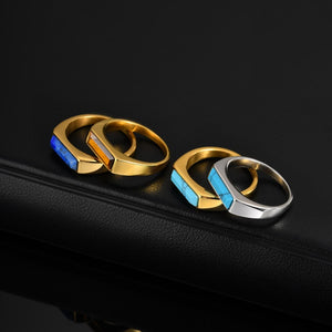 Vintage Baguette Inlaid Gemstone Band Ring