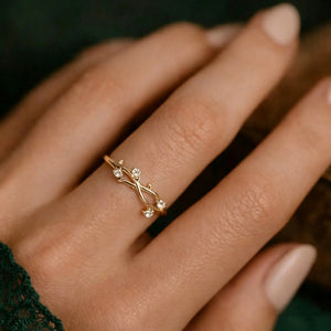 Dainty Interweaved Twig Branch CZ Band Ring