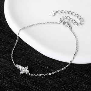 Tiny Moissanite Cross Charm Stacking Bracelet
