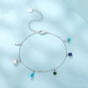 Dainty Multi Gemstone Charm Station Bracelet
